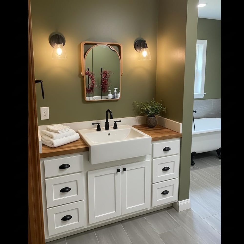 Arched Desk Mirrors with Stand- Wood Table Makeup Mirrors