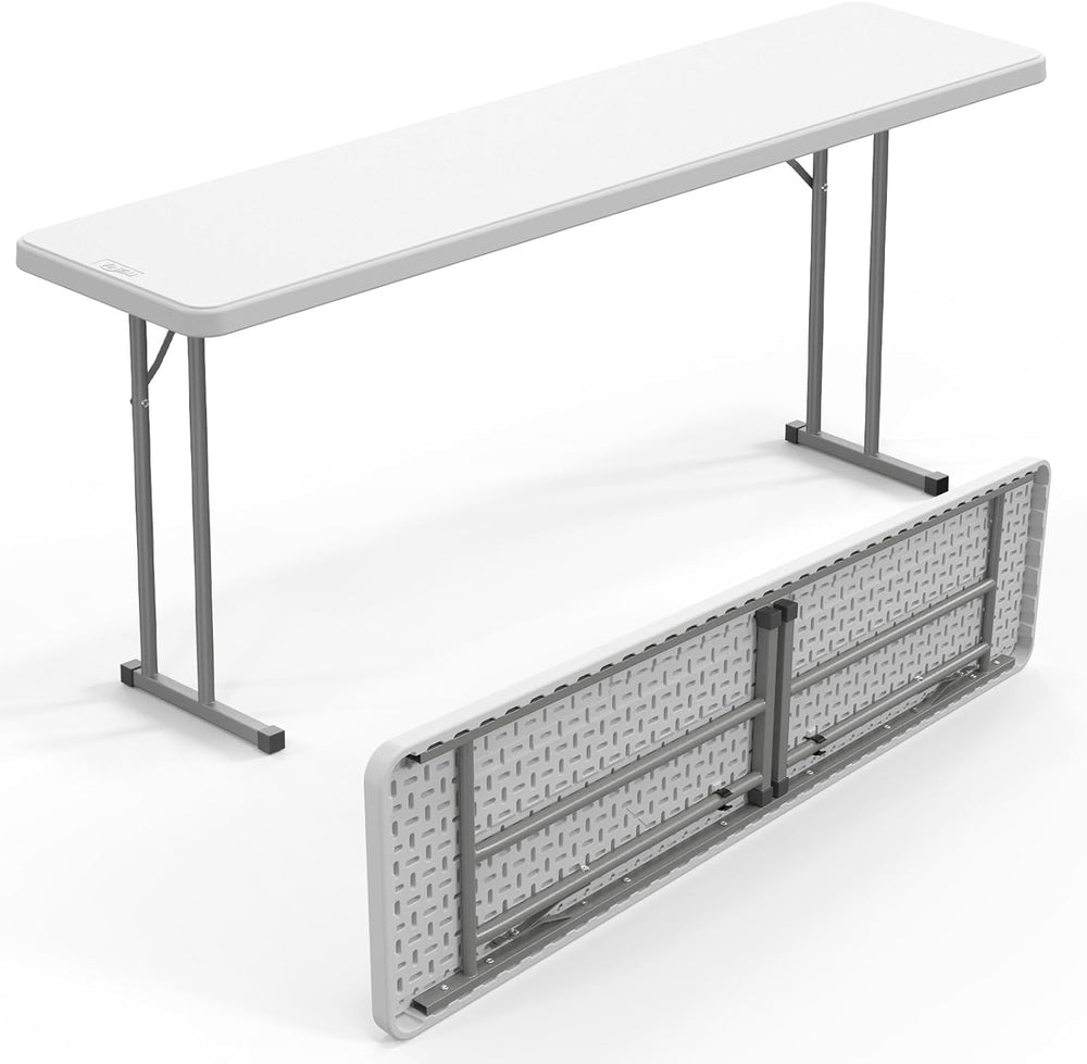 VINGLI 6 FT Narrow Folding Table,Premium Quality HDPE Material and Sturdy Met...
