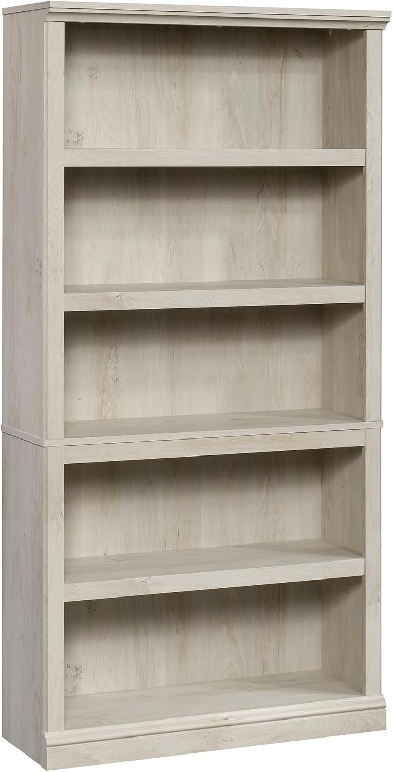 Sauder 5 Tier Book Shelf Wooden Bookcase Multipurpose Bookshelf for Home Offi...