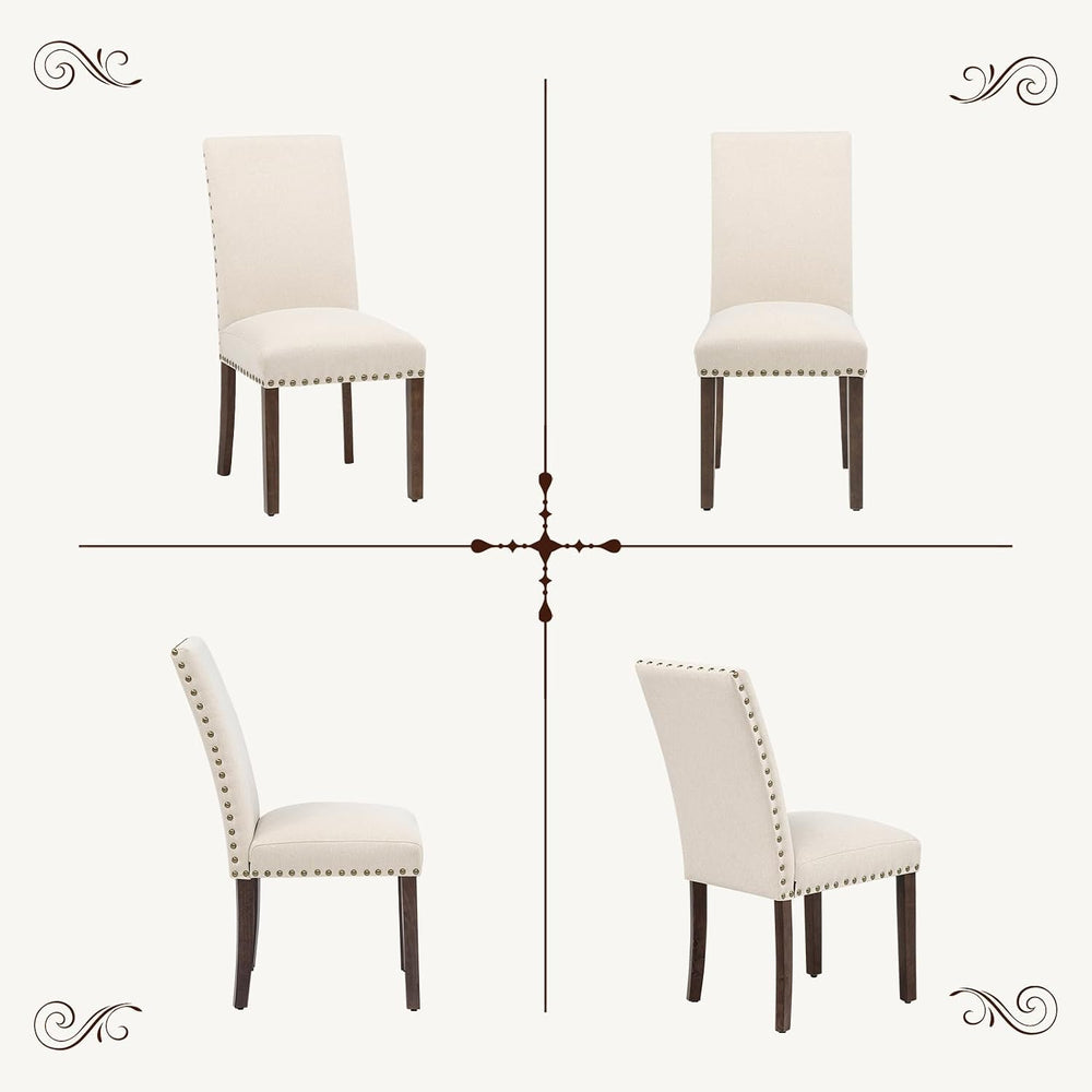 Furniliving Upholstered Wood Dining Chairs High Back Dining Room Chairs with ...
