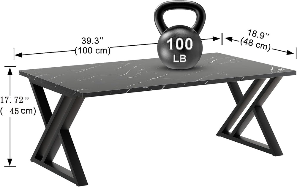 Wolawu Coffee Table Living Room Table Black Center Table, Simple Modern Faux ...