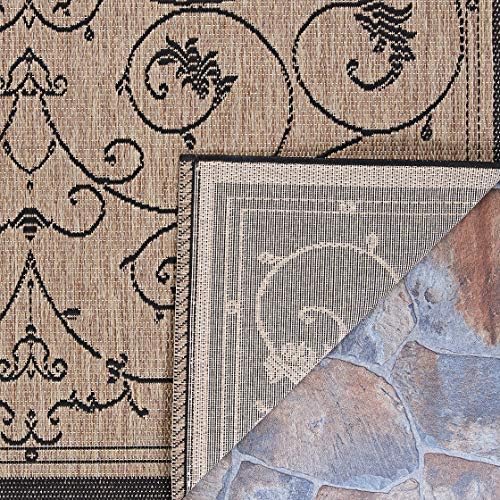 Couristan Recife Veranda Outdoor Square Area Rug for Patio, Brown, 8x8 Ft