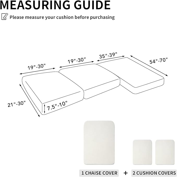 Easy-Going Stretch 3 Pieces Couch Cushion Covers