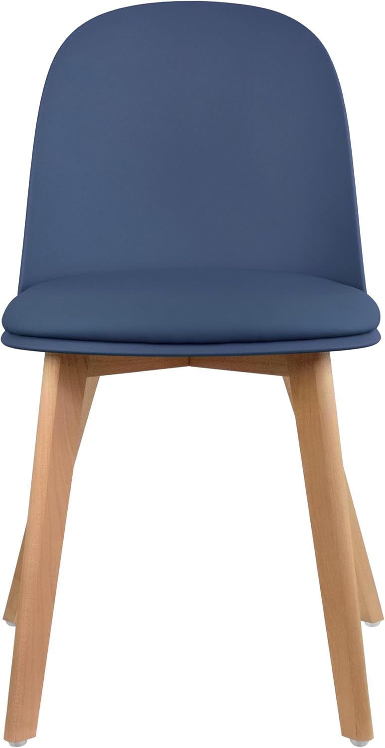 2xhome Set of 2 Modern Armless Dining Chairs | Plastic Shell with PU Leather ...