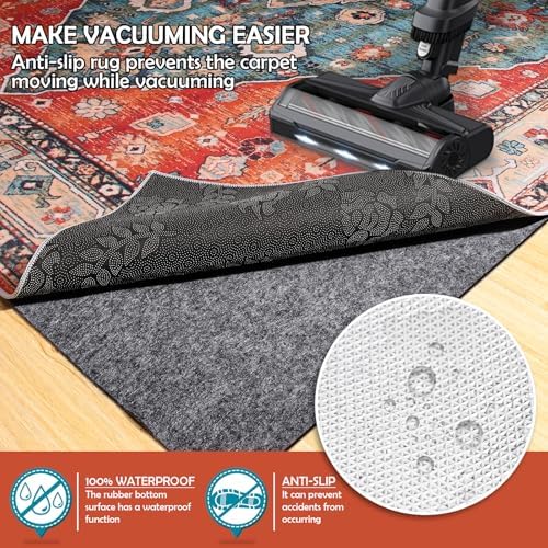 Waterproof Rug Pad, 6x9 Ft Under Area Rug Carpet Pad, Non Slip Rug Pads for A...