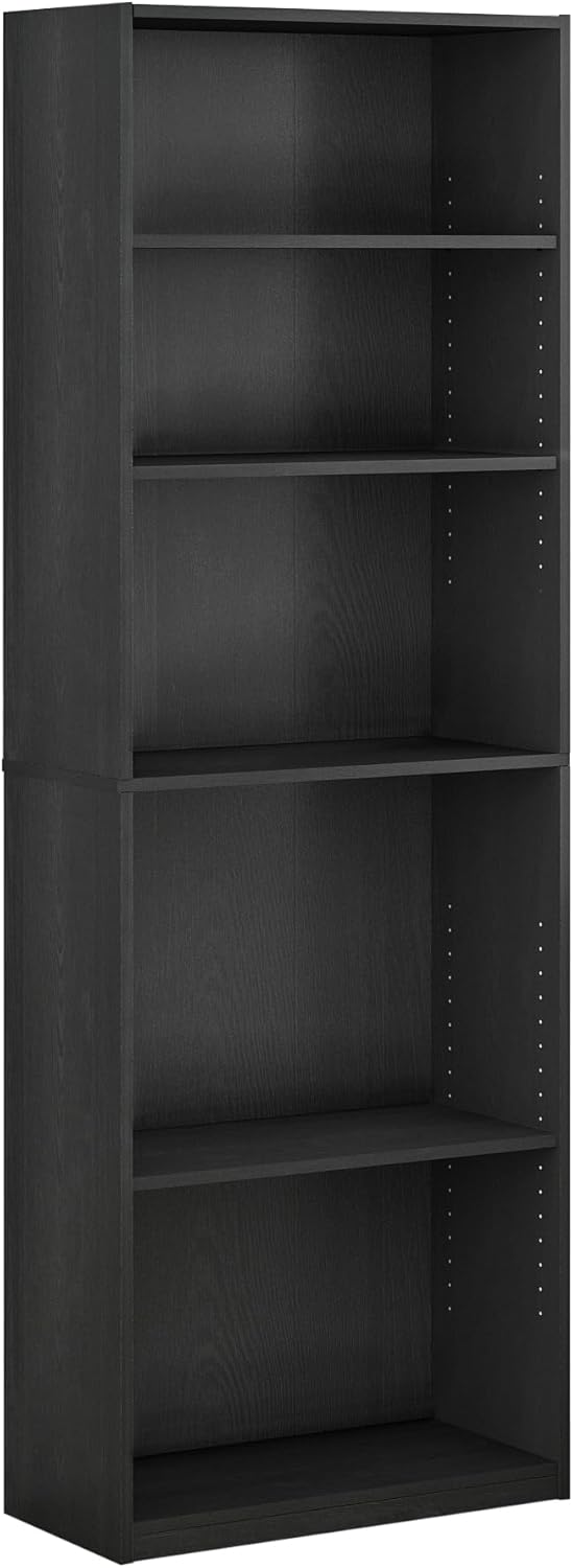 Furinno Jaya Book Shelf, 5-Tier Bookshelf, Bookcase with Adjustable Shelves, ...