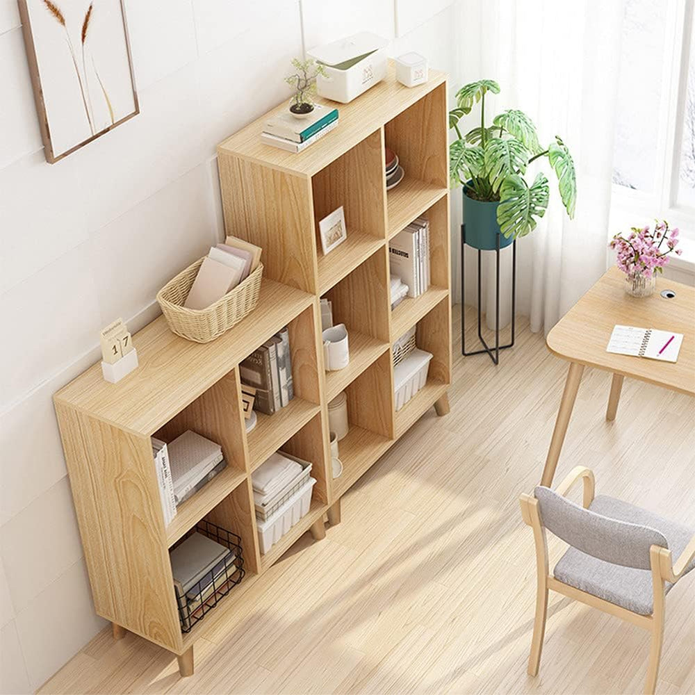 IOTXY Freestanding Open Cubes Bookcase - 2-Tier Floor Standing Wooden Storage...