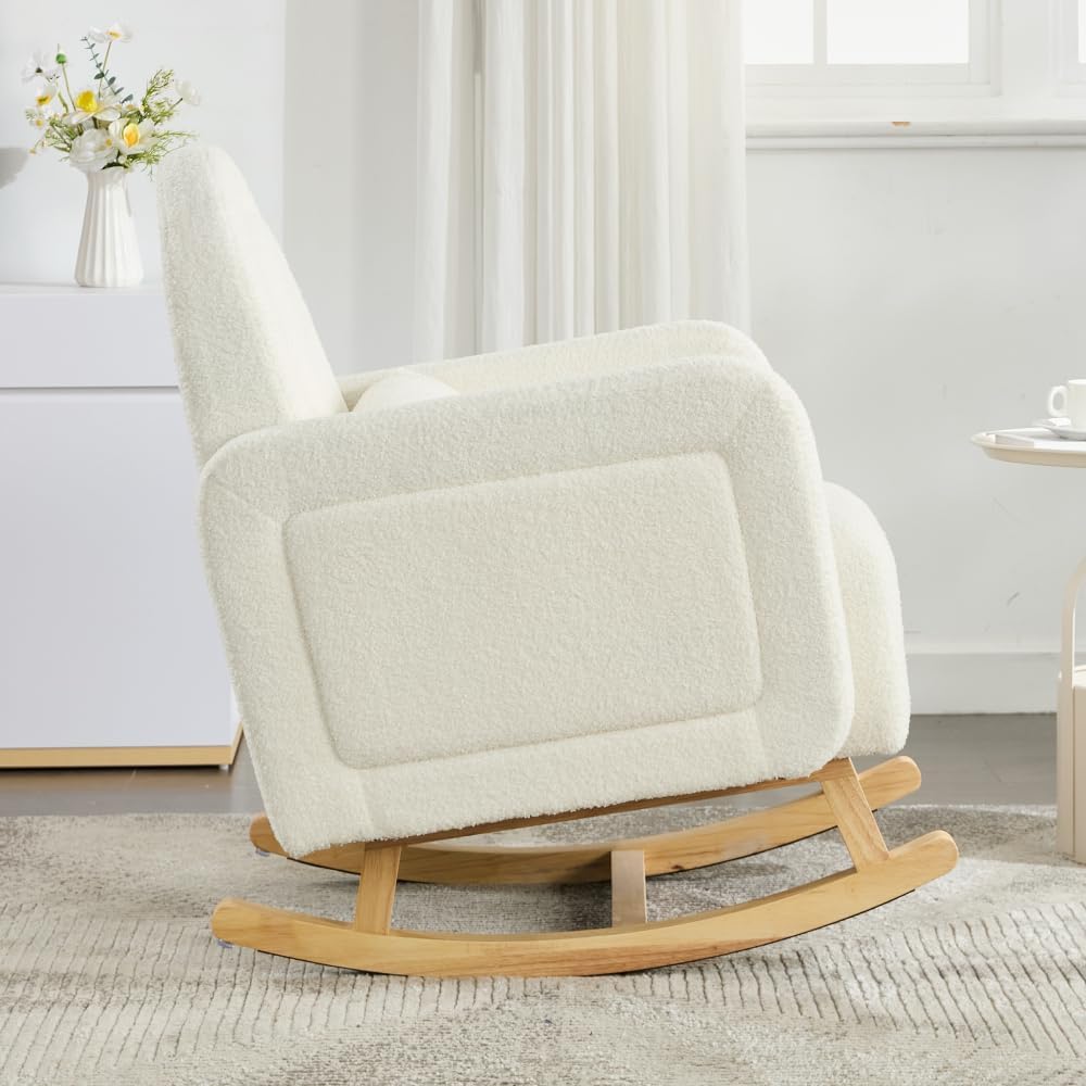 Accent Rocking Chair with Pillow, Ultimate Comfort for Your Home, Teddy Velve...