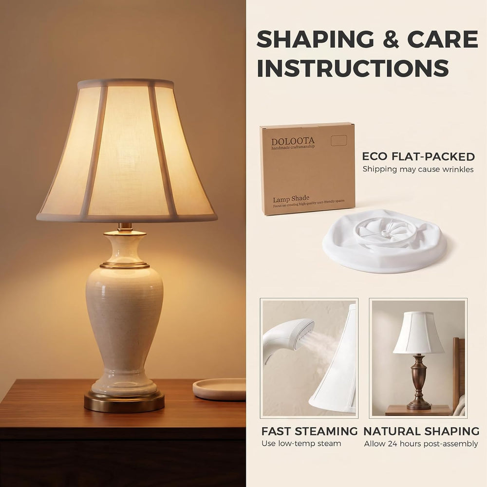 White Bell Lamp Shades Set of 2, 6.7" Top x 13" Bottom x 10" H...