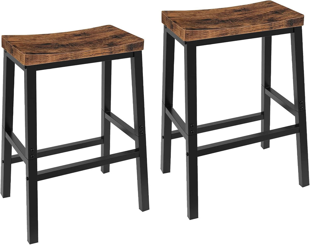 HOOBRO Bar Stools, Set of 2 Bar Chairs, 23.6 Inch Saddle Stools, Kitchen Coun...