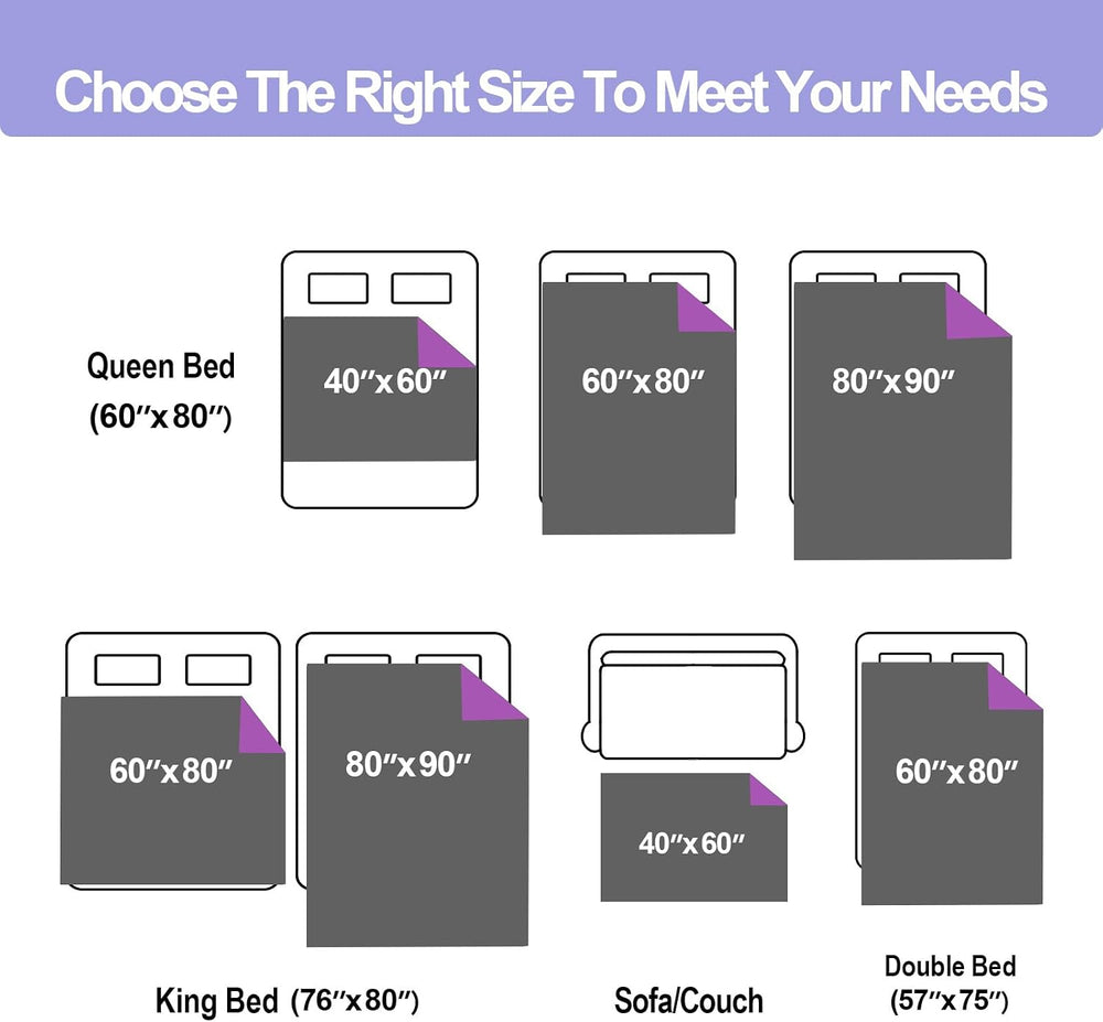 Reversible Waterproof Bed Blanket 90"x80", Stain & Leak Proof, ...