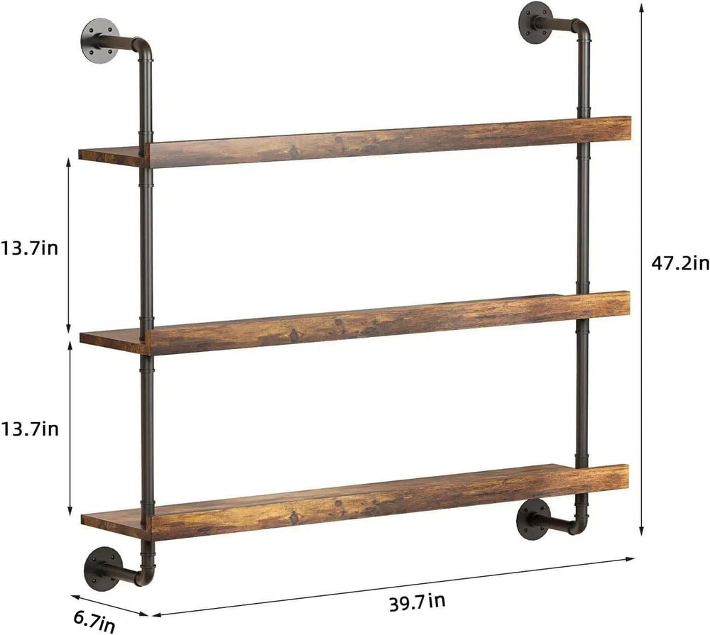 3-Tier Wall Mounted Wine Rack with LED Lights,39.4" | Liquor Bottles Flo...