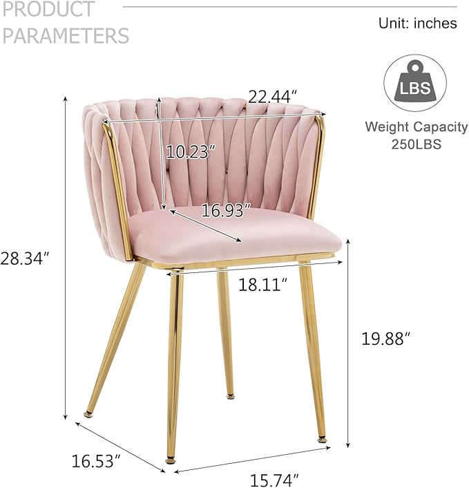 Velvet Dining Chairs Set of 6, Modern Upholstered Dining Chairs with Gold Met...