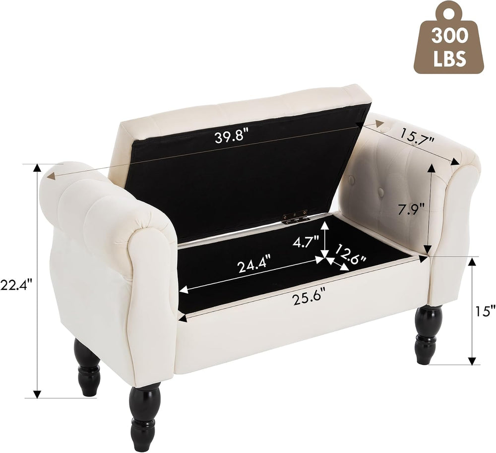 Armed Storage Bench for End of Bed, Modern Velvet Ottoman Bedroom Bench with ...