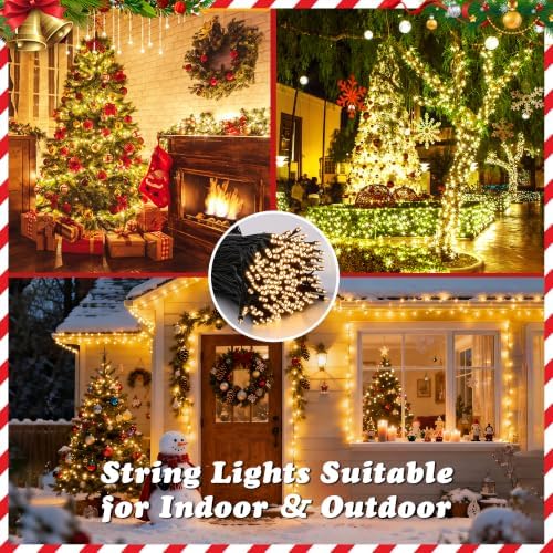 Quntis Battery Powered String Lights Outdoor, 132FT 300 LED Indoor Christmas ...