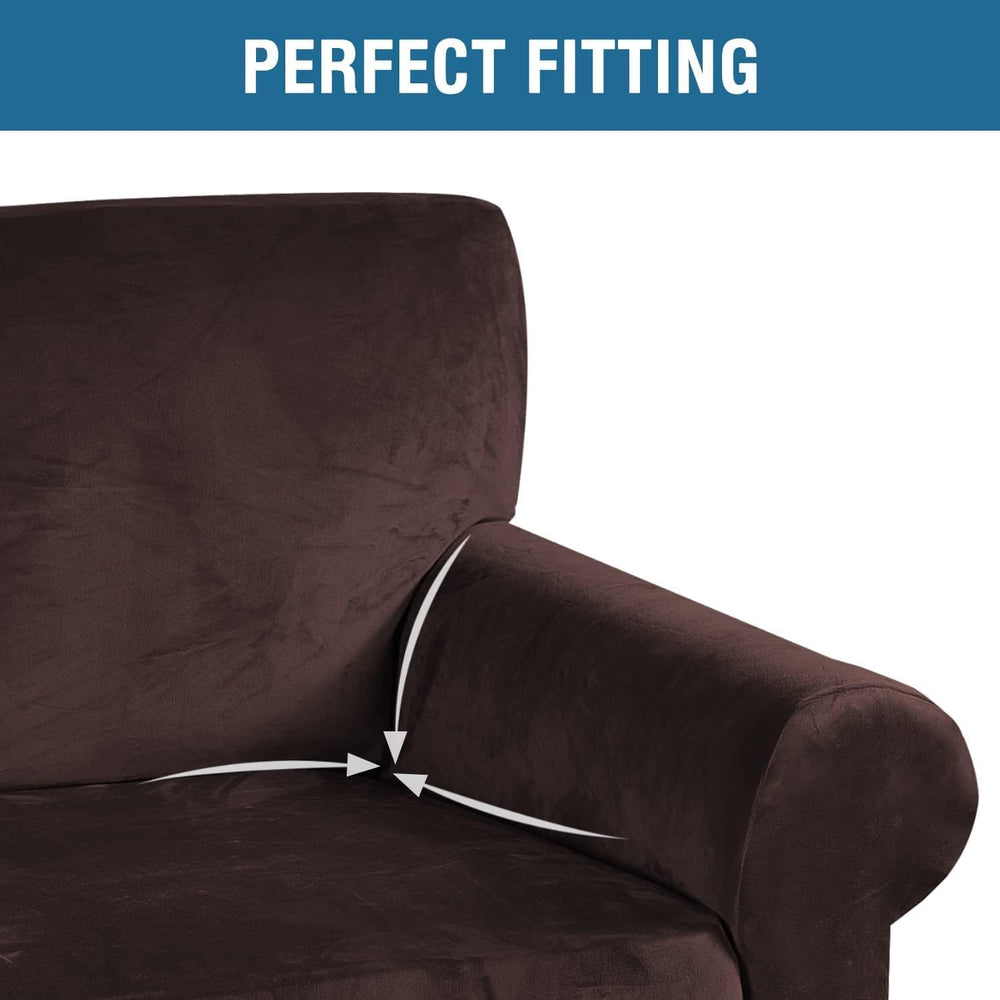 H.VERSAILTEX Stretch Velvet Loveseat Covers for 2 Cushion Couch Covers for Li...