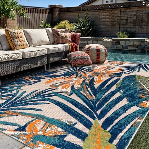 Rugshop Indoor/Outdoor Floral Tropical Durable Area Rug Multi 7'10" ...