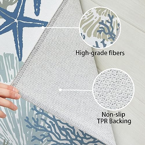 Tritard 6x9 Coastal Rug for Living Room, Machine Washable Bedroom Rug, Blue
