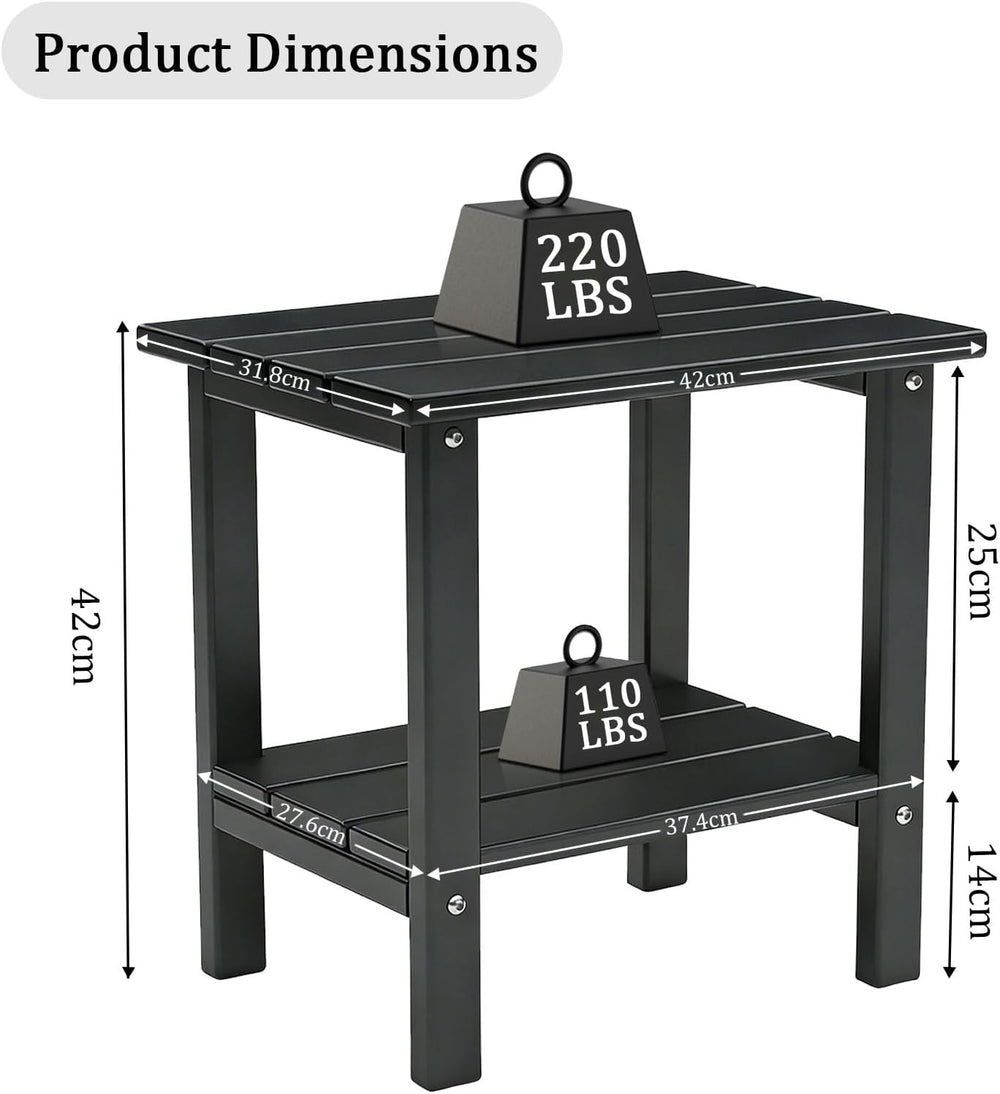 OTSUN Adirondack Outdoor Side Table, 16" HDPE Patio Side Table with Shel...