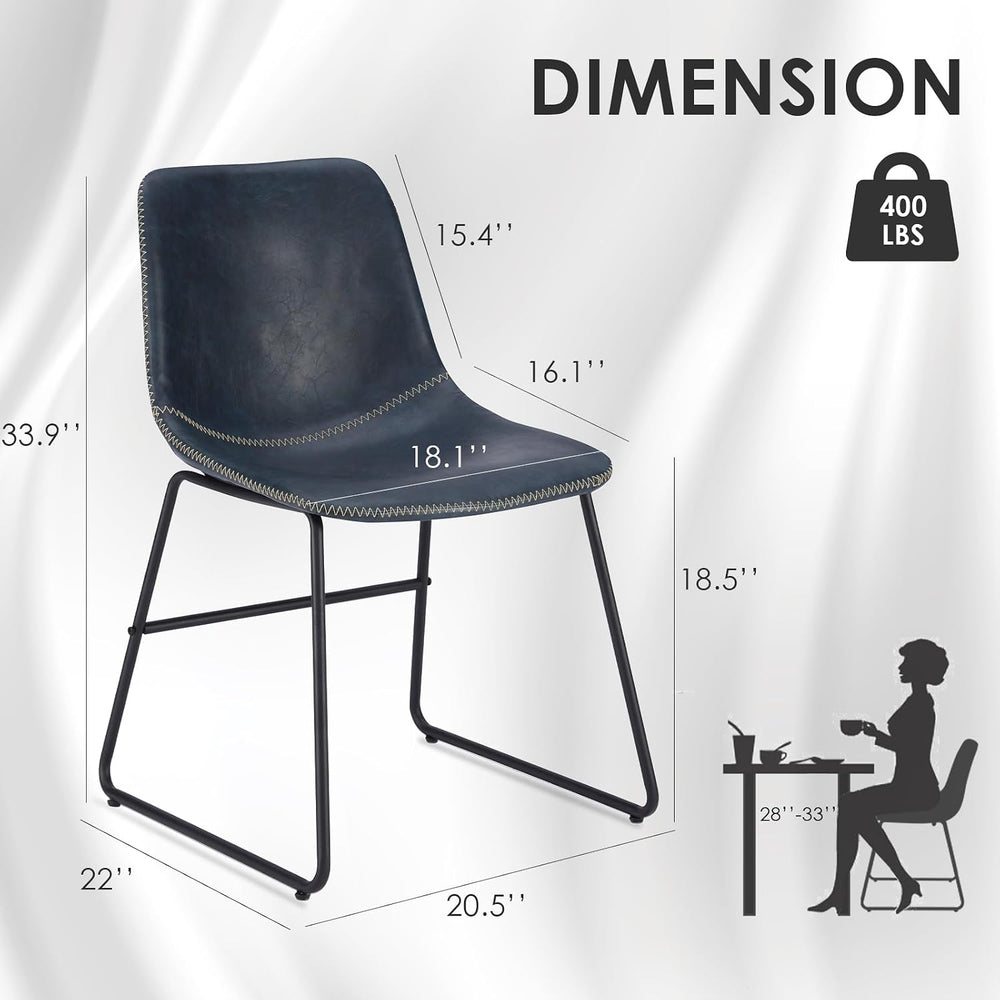 Soohow Mid-Century Modern Dining Chairs Set of 4, Faux Leather Upholstered Ki...