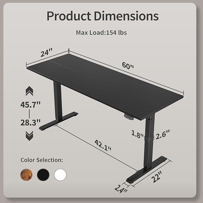 Agilestic Electric Standing Desk, Large 60 x 24 Inches Height Adjustable Desk...