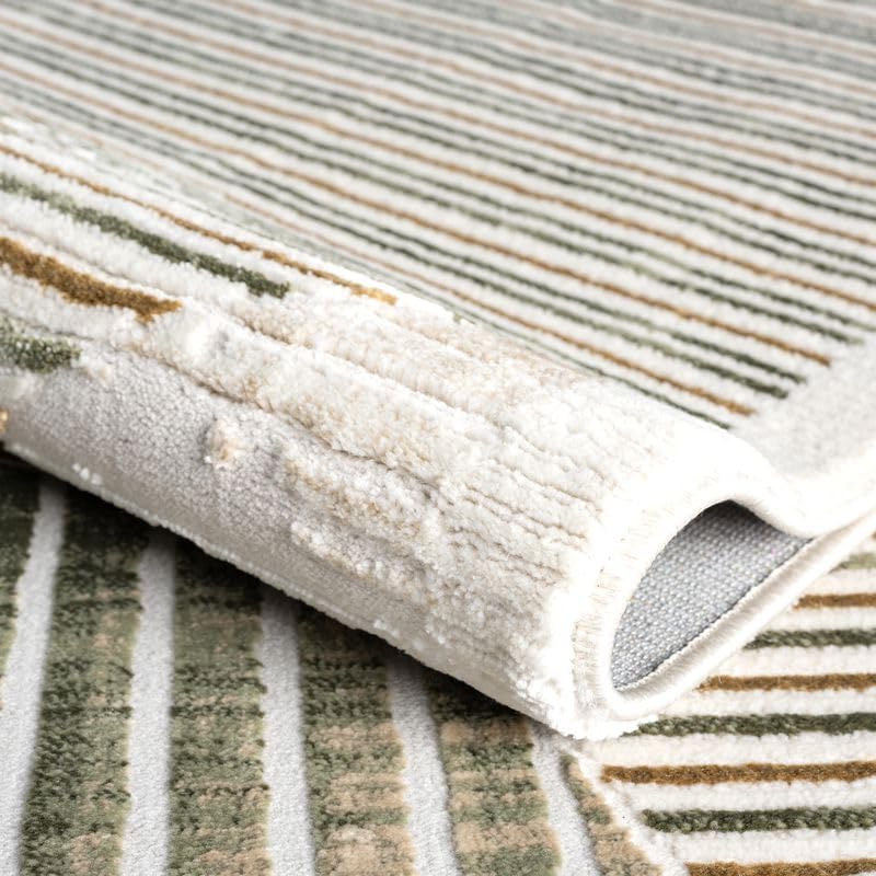 Abani Mid-Century Green Arch Washable Area Rug – 6' x 9' – Modern Geo...