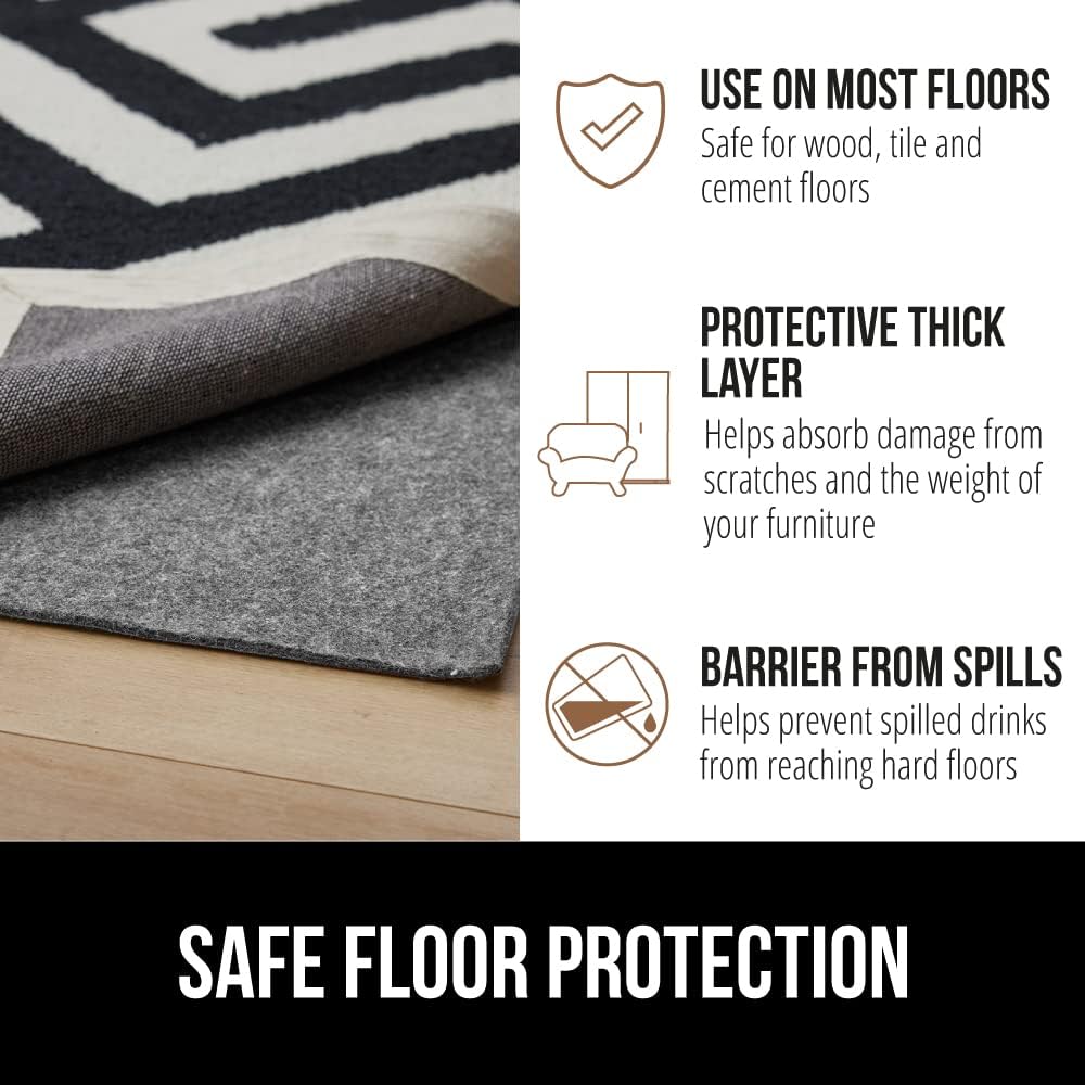 GORILLA GRIP Felt Rug Pad for Hardwood Floors with Rubber Backing, Slip Resis...