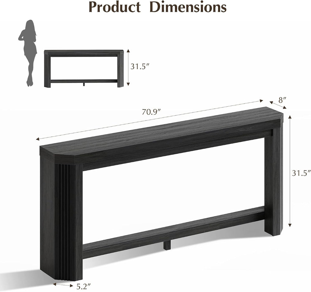 70" Console Table for Entryway, Narrow Long Sofa Table Behind Couch, Woo...