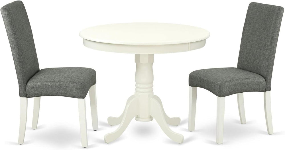 East West Furniture ANDR3-LWH-07 3 Piece Modern Dining Table Set Contains a R...