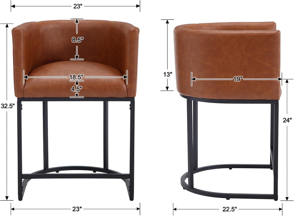 RIVOVA PU Leather Bar Stools Set of 3, Modern Upholstered Counter Height Bar ...