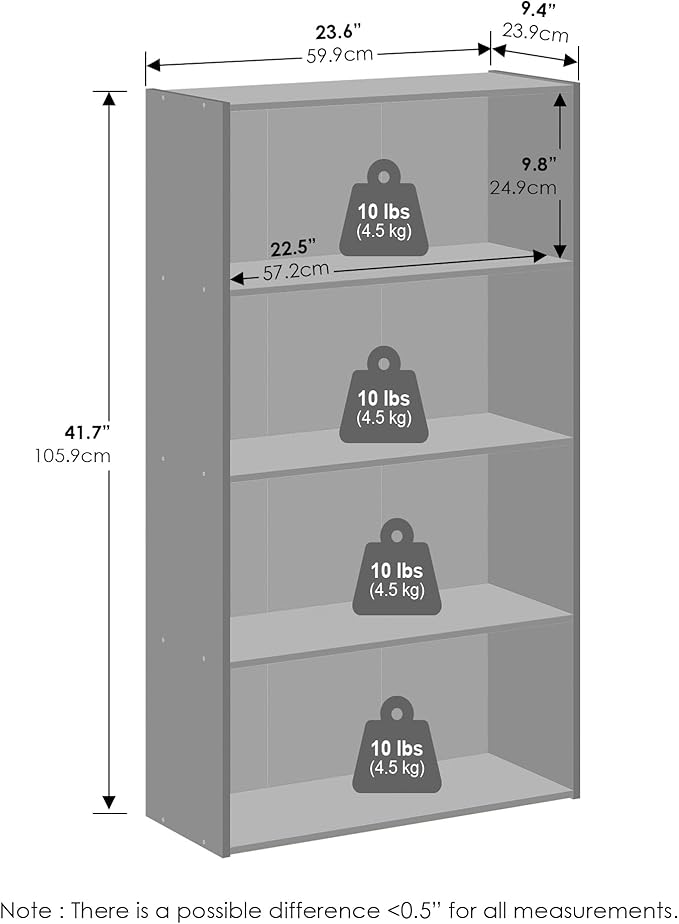 Furinno Reed Closet Organizers and Storage, 4-Tier Closet Organizer, Open Shelf