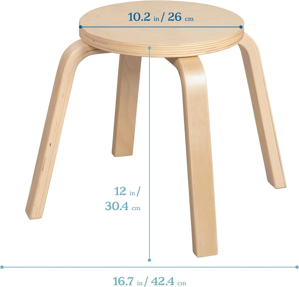 ECR4Kids Bentwood Stackable Stools, 12in Seat Height, Classroom Furniture, Na...