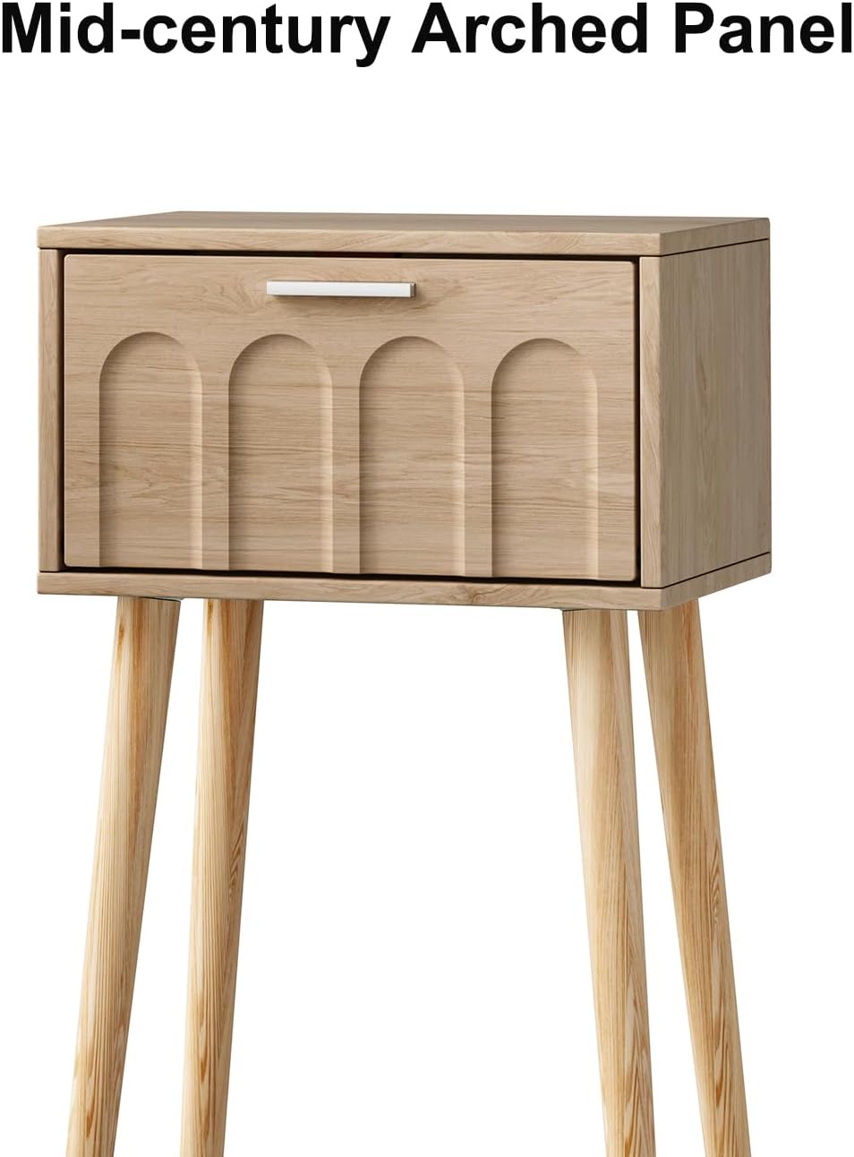 LAATOOREE Nightstand Set of 2, Small Bed Side Table with Arch Door, Mid-Centu...