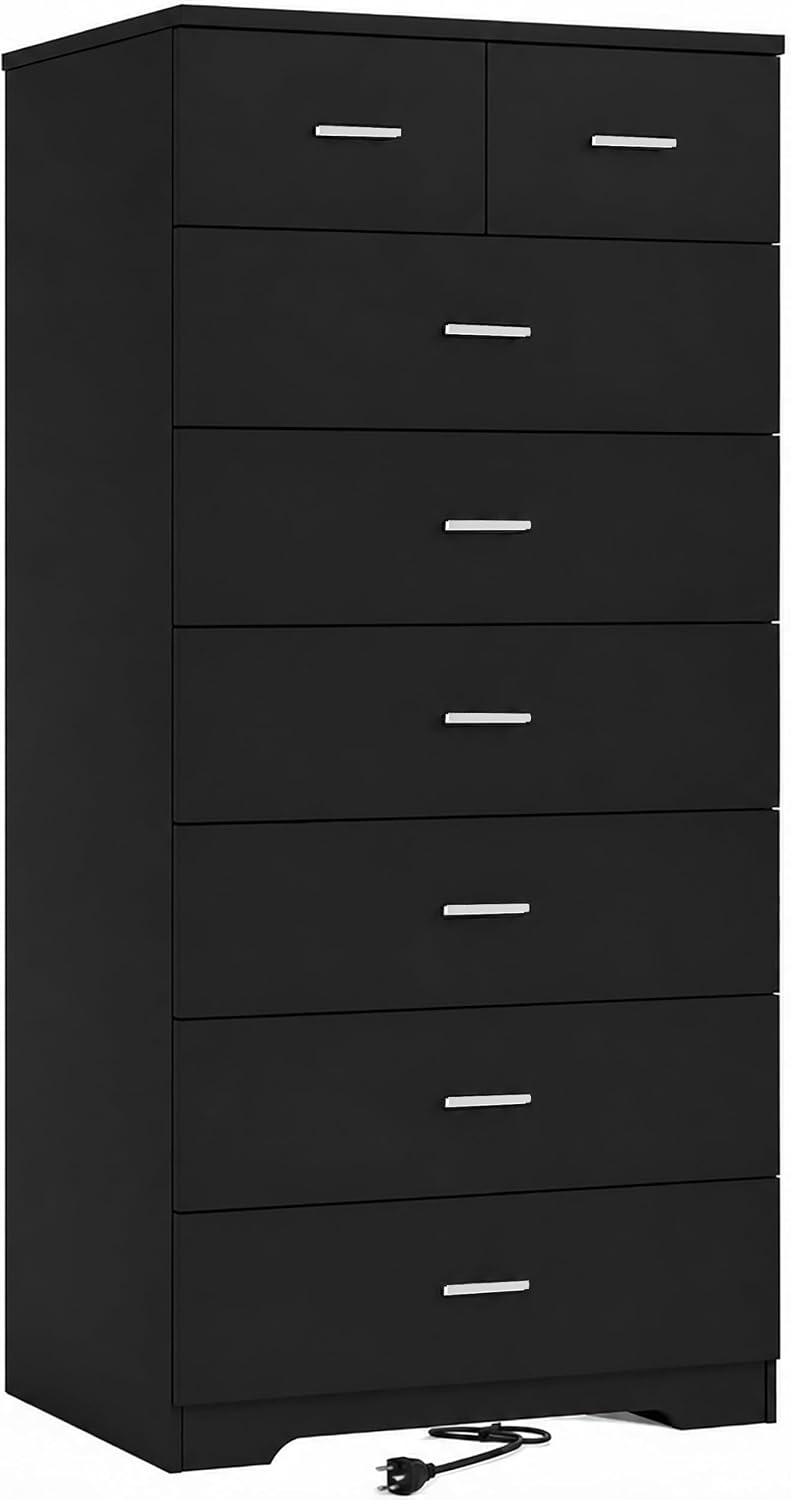 GEPELCN 55.2" Tall Dresser with Charging Station Wooden 8 Drawer Dresser...
