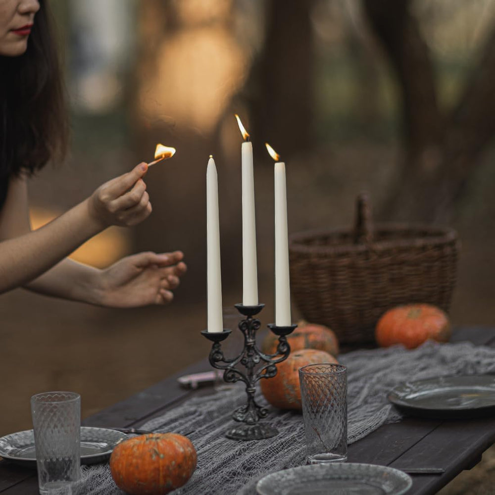 Ivory Beeswax Taper Candles- 9 Hour Burn Time๏ผPure Natural Hand Poured Beeswa...