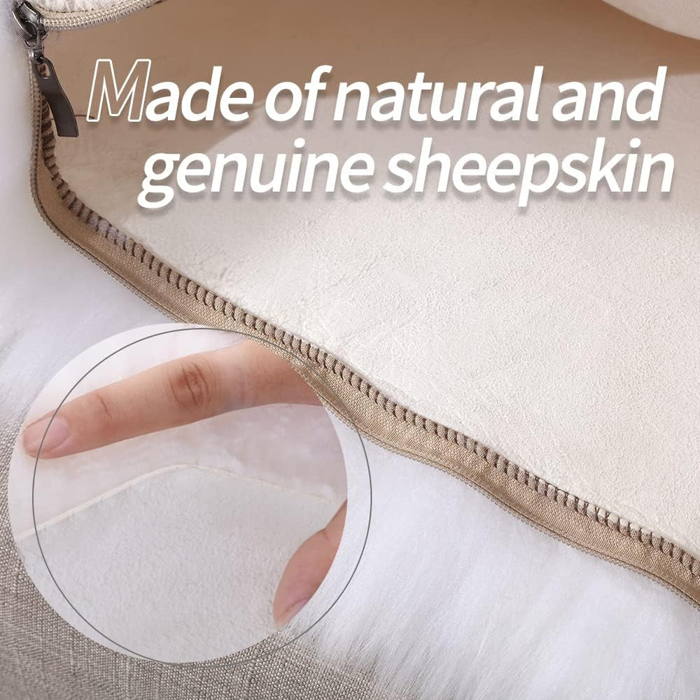 LLB Luxury Genuine Sheepskin Throw Pillow Covers Soft Fluffy Solid Decorative...