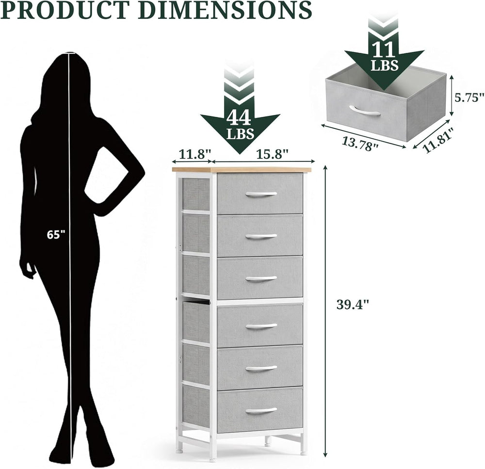 6 Drawers Dresser for Bedroom, Fabric Storage Tower Organizer