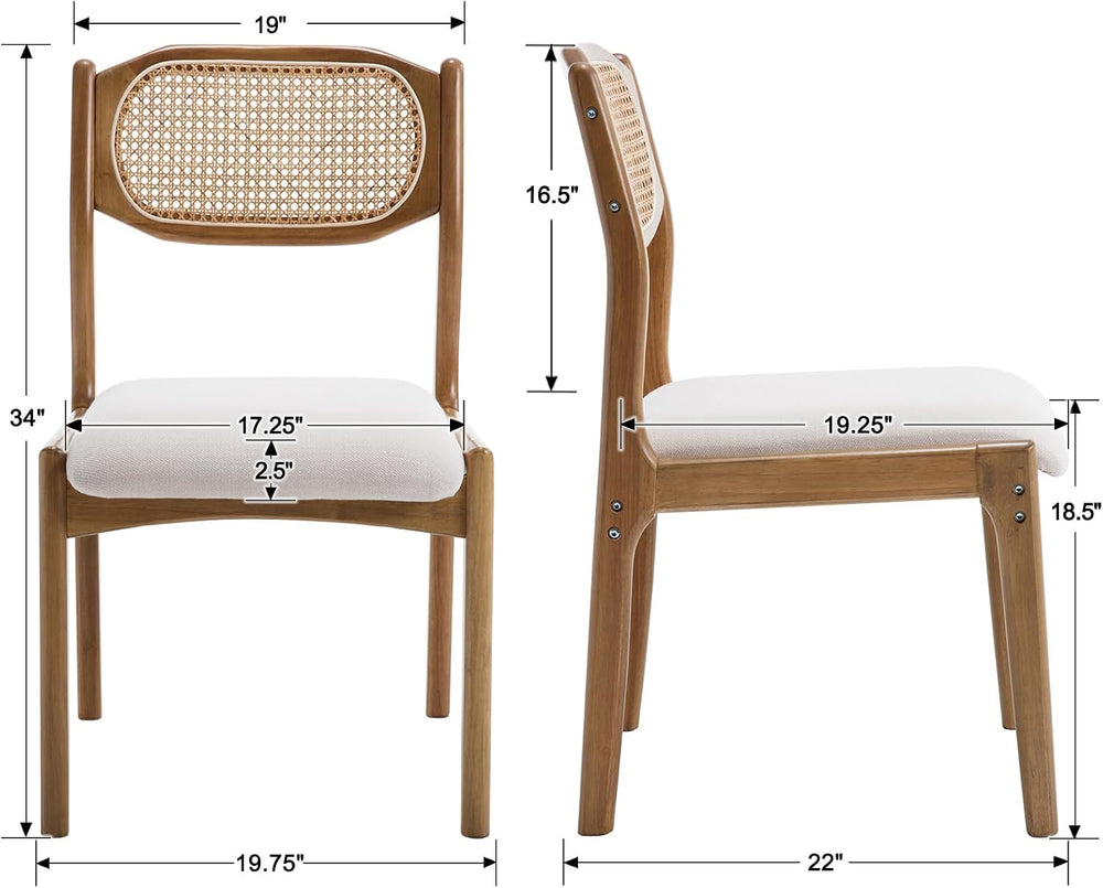 EALSON Mid Century Dining Chairs Set of 2, Beige Fabric Linen Upholstered Sea...