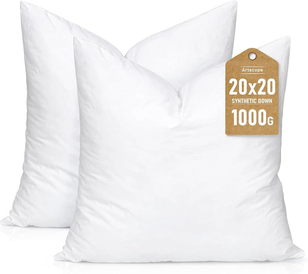 Artscope Synthetic Down Pillow Insert, 20x20 Throw Pillow Inserts Set of 2