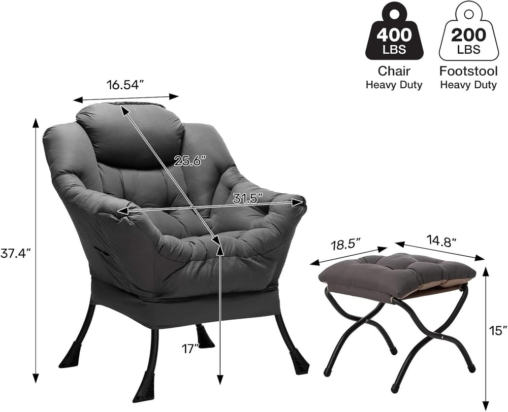 HollyHOME Lazy Chair with Foldable Ottoman, Accent Comfy Lounge Armchair and ...