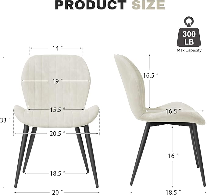Dining Chairs Set of 2 Modern Velvet Dining Room Chairs Upholstered Dining Ch...
