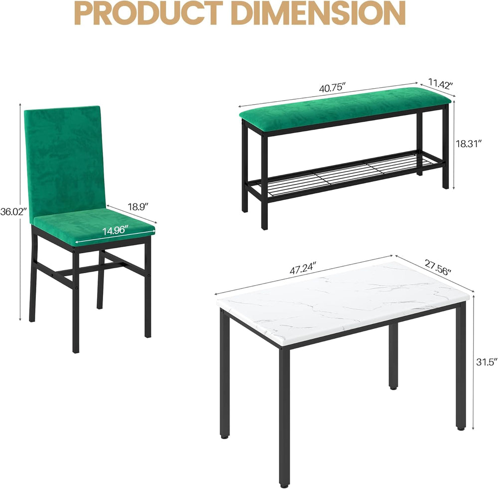YOFE Dining Table Set for 4,Faux Marble Kitchen Table,Kitchen Table Chairs Se...