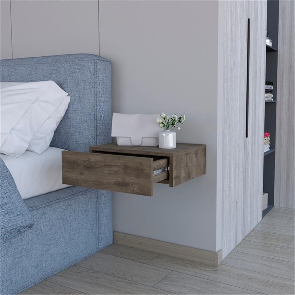 Vienna 1-Drawer Manufactured Wood Floating Nightstand, Dark Brown