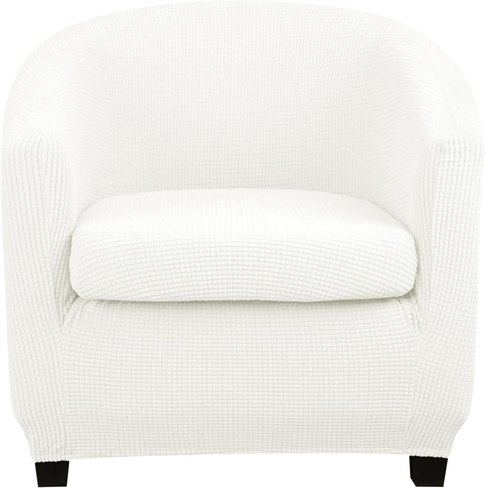 Lellen Club Chair Slipcover with Arms - White Barrel Chair Slipcovers Round T...