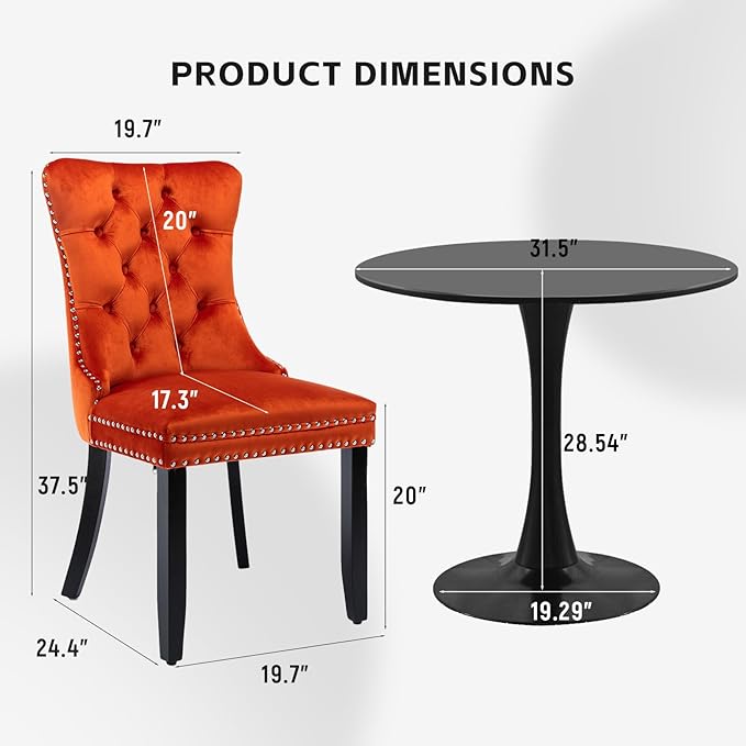 SoarFlash Kitchen Table and Chairs for 2, 31.5" Dining Table Set for 2 w...