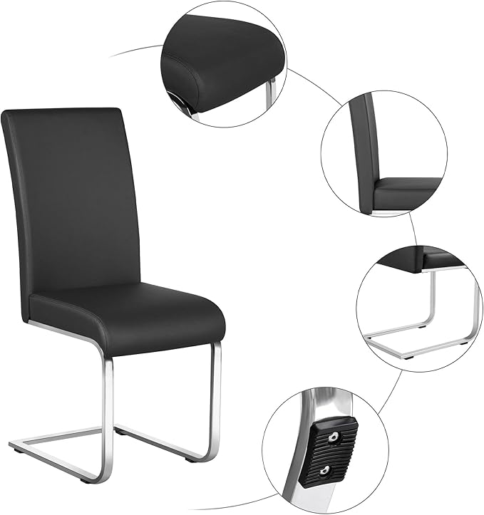 Yaheetech Dining Chairs Set of 2 Modern Faux Leather Upholstered Dining Room ...