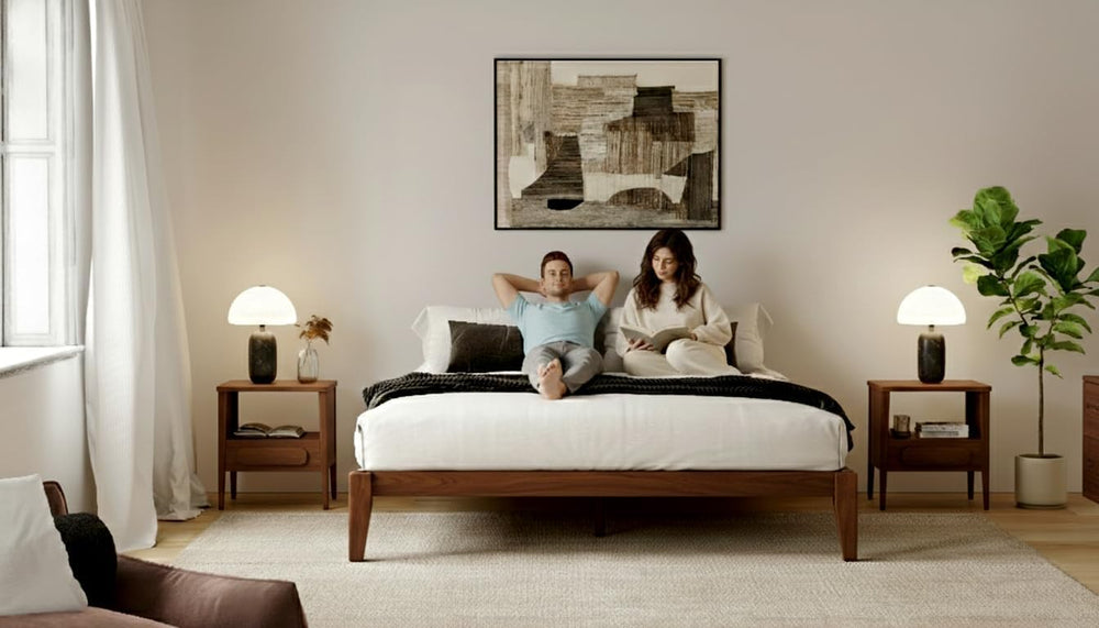 Thor Japanese Joinery Bed Frame Full, Solid Wood (Walnut)