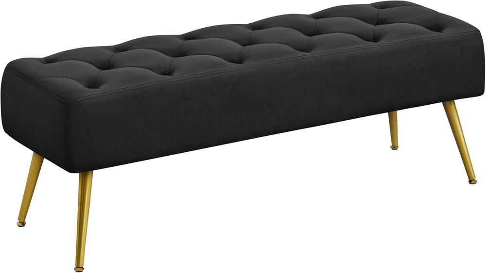 Yaheetech 45" Ottoman Bench for Bedroom, Upholstered Boucle Seat, Black