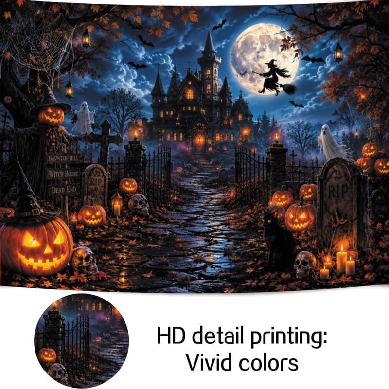 Halloween Backdrop 10x8ft Spooky Castle Full Moon Photography Background