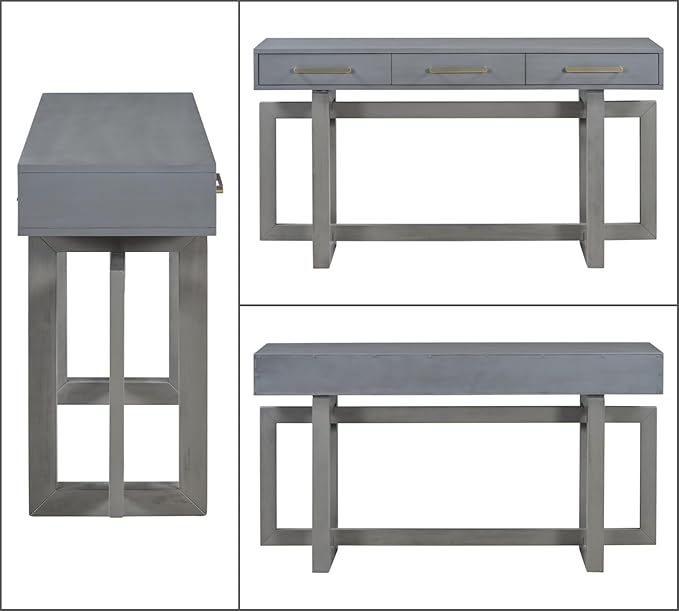 57” Entryway Console Sofa Table with Storage Drawers, Long Narrow Behind Couc...